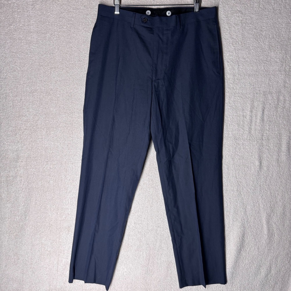 Ralph Lauren Men's 34x32 Navy Blue Dress Pants Flat Front Trousers